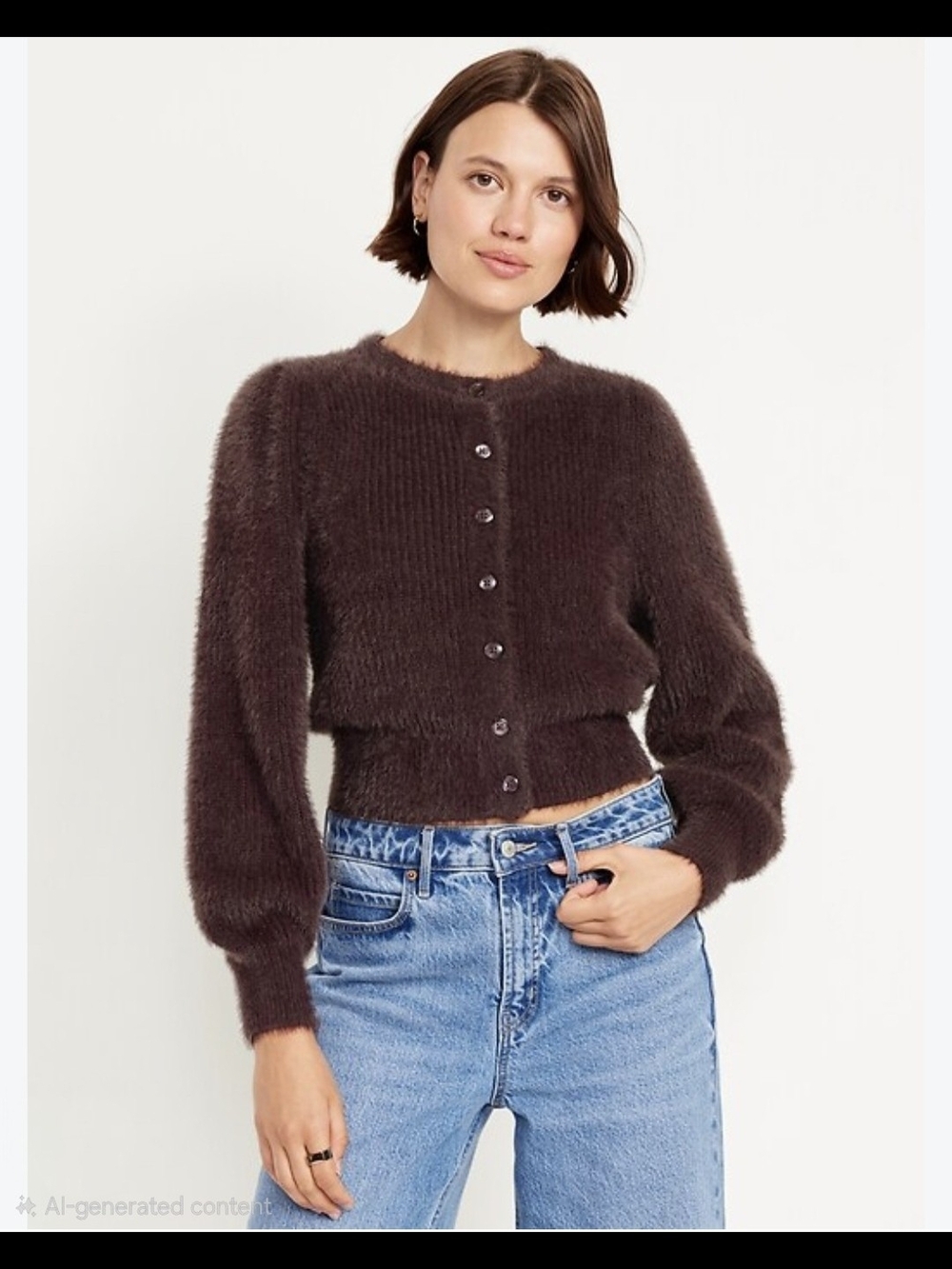 Old Navy Women's Boxwood (burgundy) Cropped Eyelash Cardigan Sweater-S-Tall